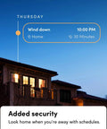 Smart home security schedule for WiFi Color Changing A19 Smart LED Bulb Pack at 10 PM, enhancing safety.