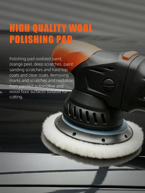 Wool Buffing Polishing Pads Set For 6 Inch Car Polisher, 3 Pack (150mm) in use on car surface for smooth finish