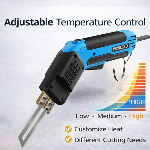 Electric Foam Cutter Hot Knife 200W with adjustable temperature control and blue handle for insulation projects