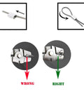 Aluminum Crimping Sleeves Set For 5/16 Cable showing correct and incorrect crimping techniques with pliers, double barrel design.