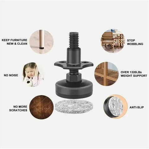 Adjustable Furniture Leveling Feet 4 Pack Heavy Duty Leg Levelers support up to 1320Lbs for wood floors