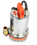 12V DC Solar Powered Water Pump For Farm And Ranch Submersible Well Pump With 1 Inch Barb Inlet 120W shown in angled view
