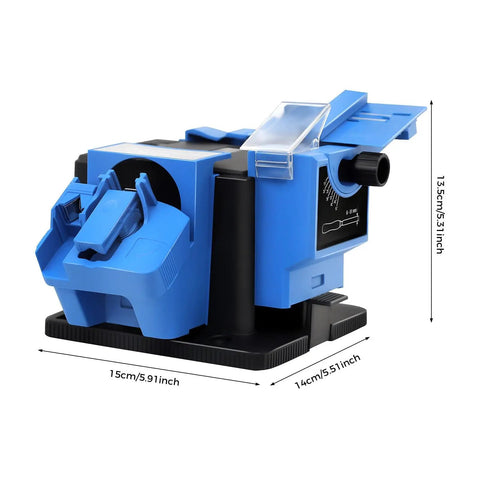 Electric Drill Bit Sharpener 110V Multifunction Grinding Tool For Knives Scissors Chisels With Adjustable Angle shown in blue.