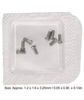 Straight Up Stainless Steel Micro Watch Repair Screws Eight Piece Kit Made For Ballon Bleu Back Covers in clear packaging.