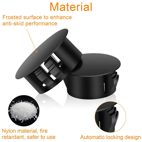 Close-up of 200 Piece Plastic Hole Plug Set With 9 Sizes For Cabinets And Furniture, featuring nylon material and frosted surface.