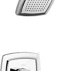 Townsend Shower Trim Kit With Cartridge, Polished Chrome, Vintage Industrial Style, overhead square showerhead and handle