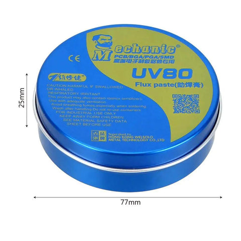 MCN UV80 Paste Flux No Clean Soldering Tin for PCB BGA PGA SMD Use With Electric Soldering Iron in blue 77mm tin