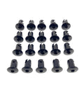 Kickass 7/16 Inch Black Aluminum Dzus Button Quarter Turn Fasteners in a pack of 20, dome style with Allen head, great for quick release.