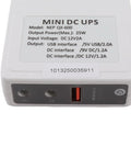 Bad Boy Mini UPS Battery Backup With 8000mAh showing input/output ports, compact design for routers, cameras, and devices.