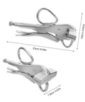 Heavy Duty Auto Body Sheet Metal Clamp Pliers With Wide Duckbill Jaw For Welding, Bending And Pulling, shown with dimensions