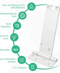 Badass 6 Inch Gate Hinges With 280 Pound Capacity Matte White Finish showing specifications for heavy-duty use.