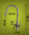 Brushed Nickel Kitchen Faucet With Pull Down Sprayer, Two Spray Modes For Splash Free Aerated Stream And Powerful Rinse dimensions
