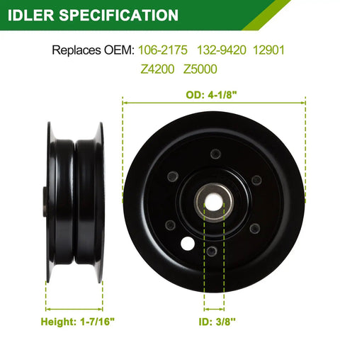 50 Inch Mower Deck Rebuild Kit Fits TimeCutter SS5000 And Z Series Z5000 Z5020 Z5030 Z5035 Z5040 with detailed idler dimensions