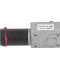 Real Deal DC12V Self Locking Gear Motor Featuring High Torque Metal Gears And Straight Up Single Shaft Speed Reduction, showing aluminum casing.