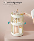 Three Tier Round Rotating Makeup And Skincare Organizer For Vanity Countertop Must Have Customizable Storage Lazy Susan Style