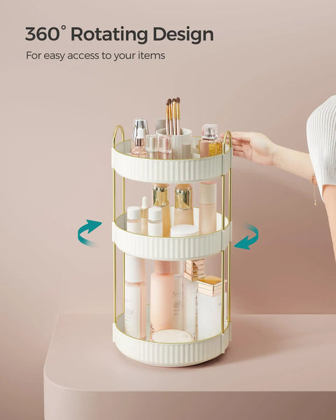 Three Tier Round Rotating Makeup And Skincare Organizer For Vanity Countertop Must Have Customizable Storage Lazy Susan Style