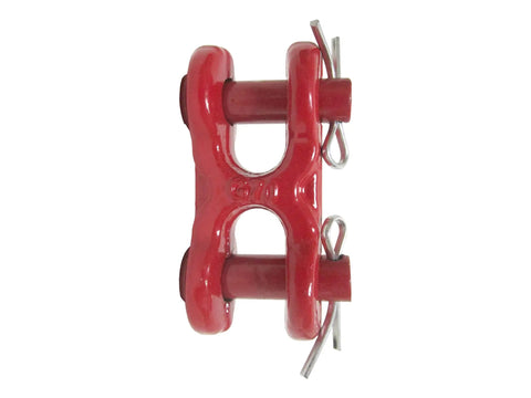 Twin Double Clevis Three Eighths Grade 70 Red Powder Coated Lifting Hardware Pack Of Six For Chain Link Repair And Field Rigging