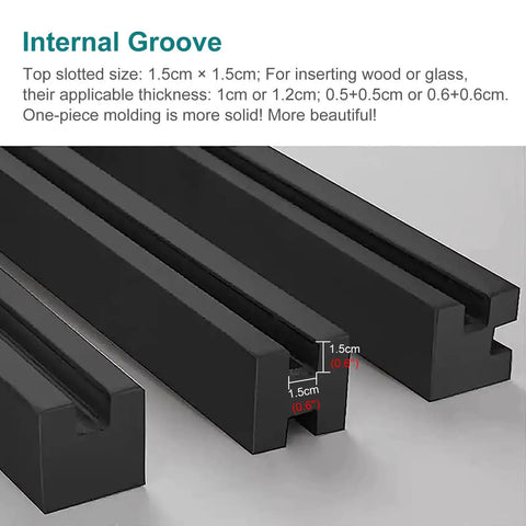 Internal groove detail of Boss Grade 304 Stainless Steel Railing Kit Square Mid Post For Glass Panels, 1.5cm sizing.