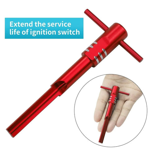 Pro Grade Ignition Switch Housing Alignment Tool For 2014 To 2020 Touring Motorcycles Red Aluminum Alloy Construction tool in hand