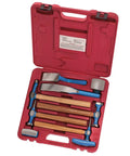 Nine Piece Auto Body Repair Kit With Blue Steel Finish Including Universal Dolly And Toe Dolly For Dents And Panel Repair
