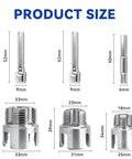 1/2 3/4 1 Inch Pvc Pipe Threader Kit Two Piece Plastic Pipe Threading Tool dimensions with sizes labeled for accurate use.