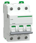 Top Shelf Triple Pole Miniature Circuit Breaker With Heavy Duty One Amp Protection For Seamless Electrical Panel Upgrades featuring a white durable plastic housing.