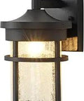 Dope Post Lantern Outdoor Light Fixture With Clear Crack Glass IP65 Waterproof Exterior Light Post Mount Matte Black Finish