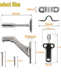 Heavy Duty Zinc Alloy Handrail Brackets for Indoor Stairs with screws, satin nickel finish, and dimensions shown