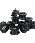 10 Pack 608ZZ U Shaped Nylon Coated Pulley Rail Bearing Wheels For Motors And Machinery Built Tough Durable Heavy Duty Low Friction Bearings With Wide Temperature Range Minus Forty To One Hundred Degrees Celsius Great For Gears Pumps Tools And Conveyors, black 608ZZ pulley wheels
