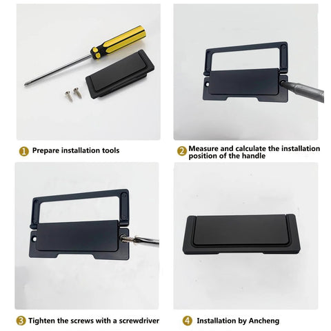 Installation steps for Hidden Flat Pull Handle Black Two Piece Set With Screws For Cabinets And Drawers Embedded Flush Mount