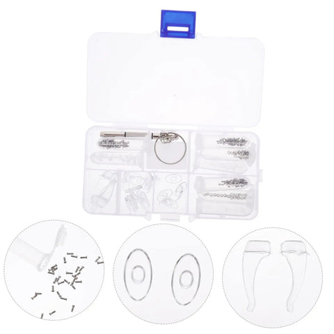 Eyeglass Repair Kit With Organized Storage Case For Quick Frame Fixes On The Go Includes Essential Tools, shown with compartments and parts
