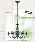 Six Light Farmhouse Candle Chandelier For Living Room And Kitchen, Rustic Industrial Pendant Ceiling Light Fixture dimensions