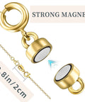 Magnetic Necklace Clasps Set For Easy No Fuss Closures And Arthritis Friendly Wear, shown in 14K gold with chain, size 0.8in/2cm