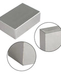 Front view of hardened steel precision milling block 1x2x3 inches; solid, no holes.