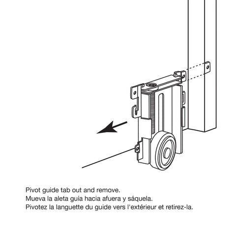 Diagram of Mirror Door Roller Assembly With Nylon Flat Wheel And Snap In Bracket Clips For Steel Framed Doors Replacement Part