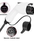 Heavy Duty Portable EV Charger With Type 2 Charging Cable 16 Amp Level 2 3.5 Meter Cord IP67 Weatherproof Electric Vehicle EVSE connector and inlet.