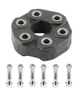 Drive Shaft Coupler Flex Joint Bolt On Replacement For BMW Cars And SUVs Heavy Duty Vibration Dampening Link Compatible With Wide Range Of Models Like 135i 328i 335i 740i X3 X5 Z4, black rubber coupling with bolts