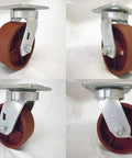 Built Like A Tank Set Of Four Five X Two Inch Swivel Casters Kingpinless Ductile Steel Frame showing 5x2 inch heavy duty caster.