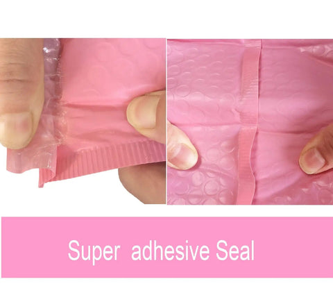 Hands sealing Pink Bubble Mailers 4x6 Inches 25 Pack Padded Self Seal Envelopes For Quick Ship Waterproof Shockproof And Dustproof