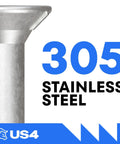 Built Tough Stainless Steel Self Drilling Screws With T25 Star Drive, Heavy Duty Deck And Framing Fasteners, Subfloor Board Hardware, Size Ten By Two Point Five Inch, 100 Count Bulk Pack close-up of 305 stainless steel screw.