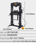 Heavy Duty 50 Ton H Frame Hydraulic Shop Press With Solid Steel Build And Floor Plates Designed For Garage Work And Auto Repair Jobs Built Tough To Handle Daily Grind Without Compromise dimensions and controls