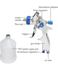 Professional Low Pressure Pneumatic Paint Sprayer With 600ML Hopper For Water Based Paint Adjustable Flow Control parts labeled
