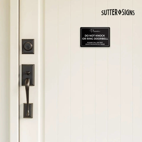 Do Not Knock Door Sign 4 By 6 Inch Durable ABS Plastic For Front Door And Home Office Do Not Ring Sign Easy Adhesive Backing