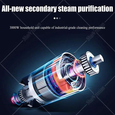 Powerful 3000w Steam Cleaner With A Massive 3.5 Liter Tank For Continuous Use, showcasing industrial-grade steam purification motor.