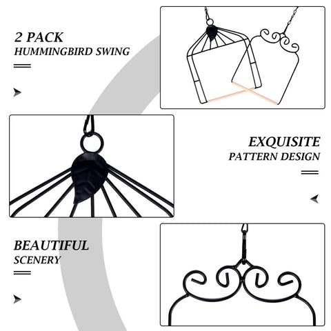Outdoor Bird Swing With Metal Frame And Wooden Dowel Perch For Finches And Hummingbirds, Rust Resistant Durable Two Pack detail