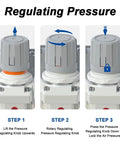 Steps to regulate pressure on Three Eighths Inch NPT Air Dryer For Compressor With Water Separator And Dual Filter Regulator Combo
