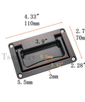 Black Recessed Pull Handle Set For Toolbox Chest Case Zinc Alloy Heavy Duty Flush Mount Door Handle with dimensions and hole spacing.