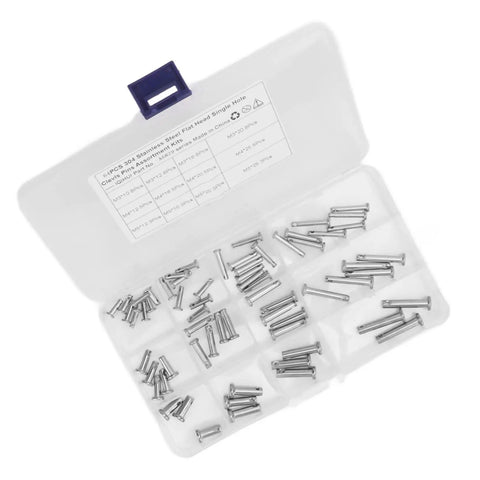 Stainless Steel Clevis Pin Kit With 12 Sizes Of T Shape Round Pins Flat Head Single Hole For Car Hinge Connection in case