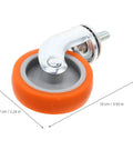 4pcs Inch M8 TPR Rolling Furniture Casters with Brake Orange, close-up of single caster with gray wheel and metal mount.