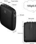 Side and back view of Bluetooth Voice Amplifier With Portable Speaker And Wireless Microphone For Teachers Tour Guides Public Speakers And Fitness Instructors 15W Mute Feature Gig Ready For Large Rooms WB002 showing controls, jacks, and belt buckle.